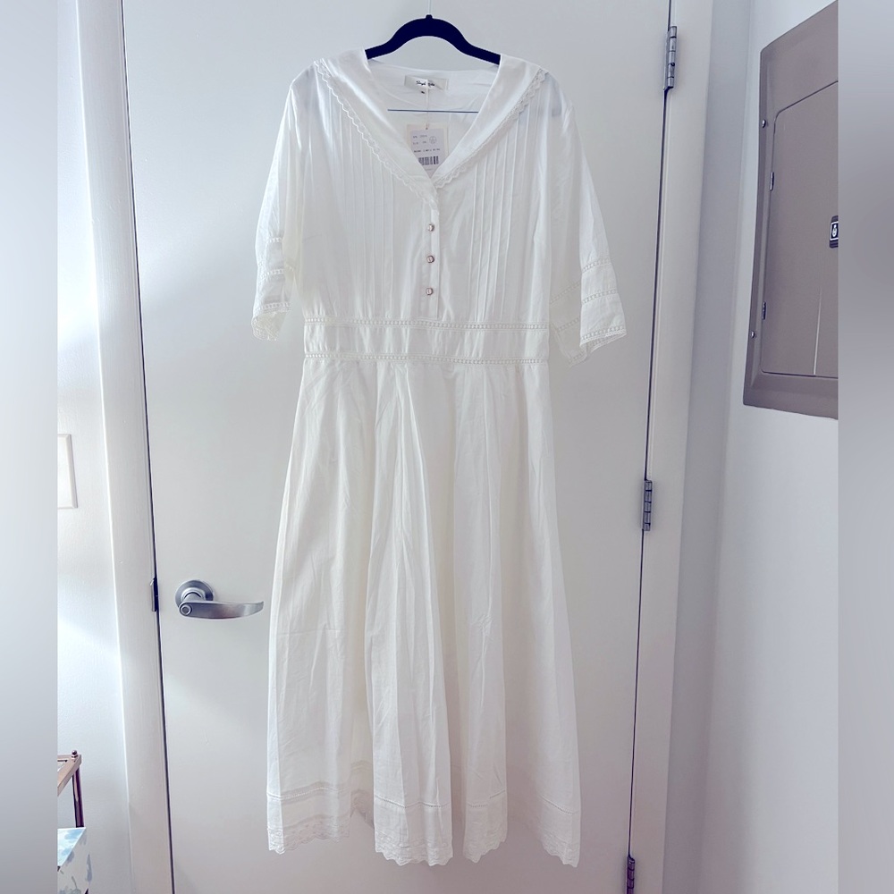Simply Retro- Fiona Cotton White Midi Dress- XXL
